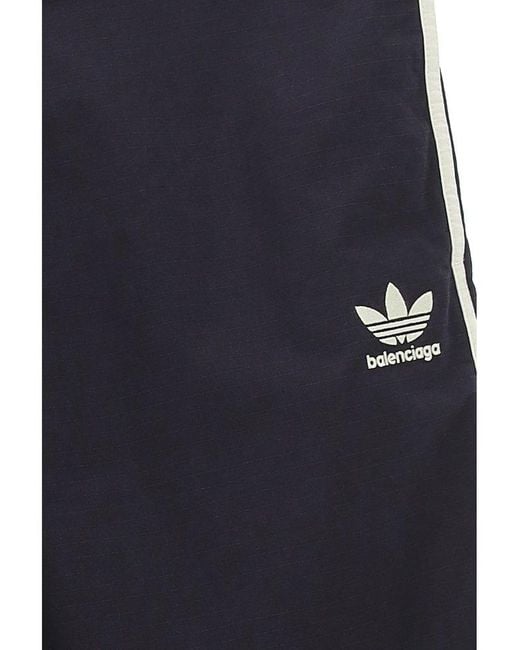 Balenciaga Blue X Adidas Logo Printed Side-stripe Shorts for men