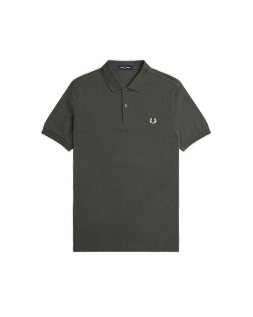 Fred Perry Black Laurel Wreath-embroidered Short-sleeved Polo Shirt for men