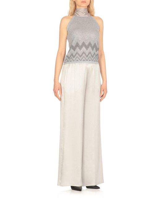 D.exterior Gray Zigzag Pattern Halter Top