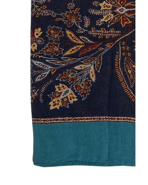 Etro Blue Printed Scarf, for men