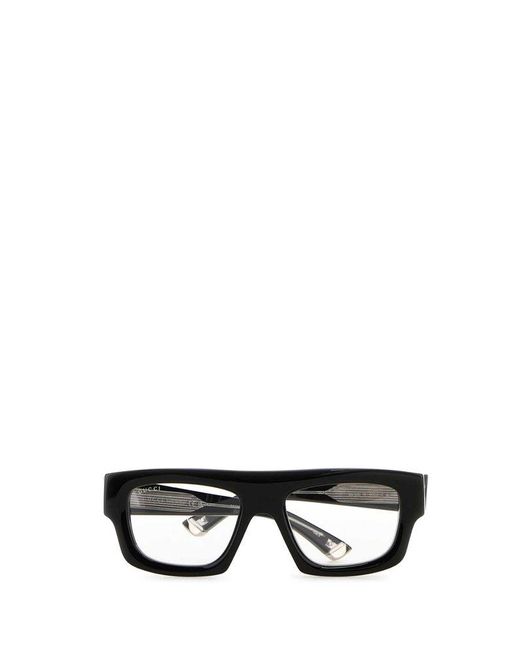 Gucci Black Rectangular Frame Glasses for men