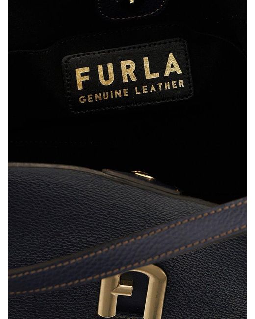 Furla Blue Primula Logo Plaque Tote Bag