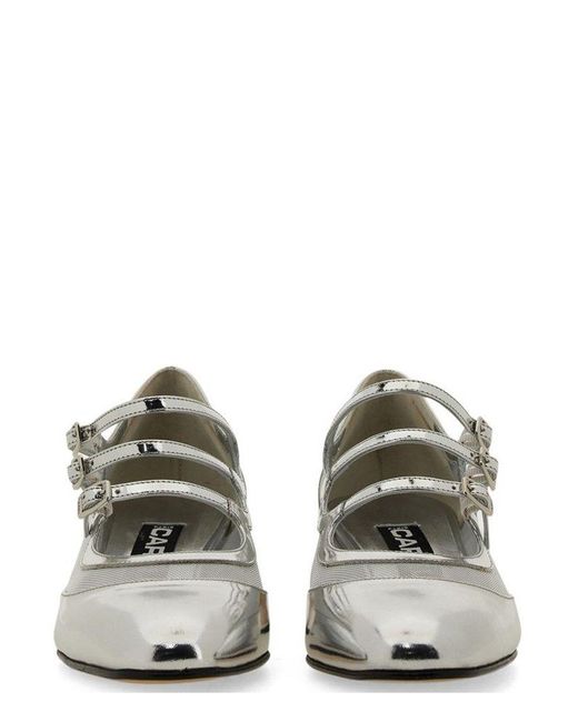 CAREL PARIS White Kinight Block Heel Pumps