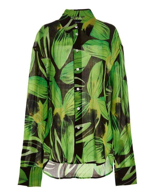Louisa Ballou Green Oversize Printed Shirt