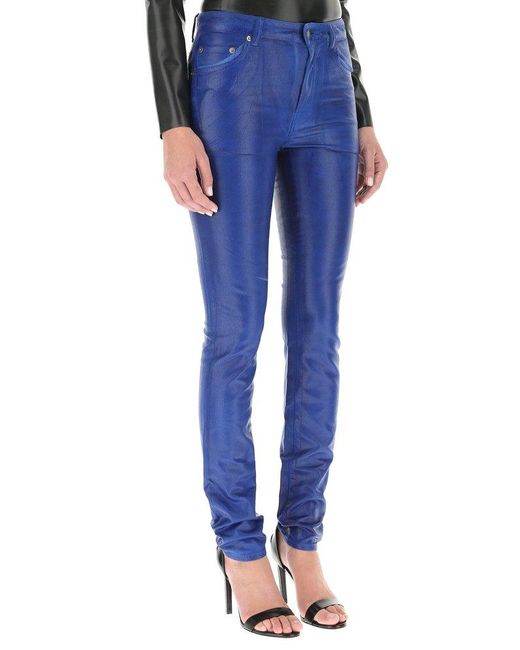 Blue coated jeans sales