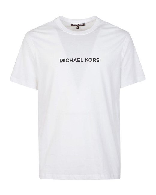 Michael Kors White Logo Printed Crewneck T-shirt for men