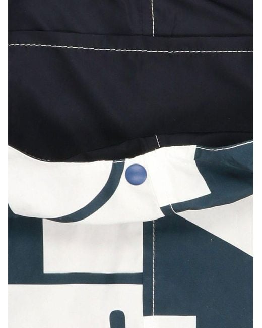 Sunnei Blue Saddle Allover Logo Printed Tote Bag