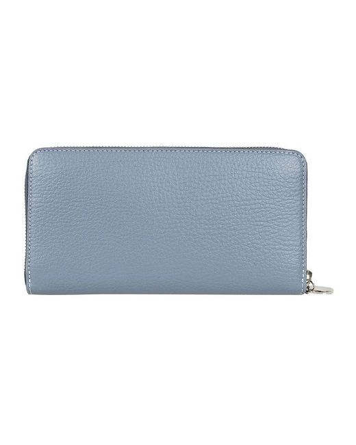 Stella McCartney Blue Zip Wallet Embossed Grainy Mat