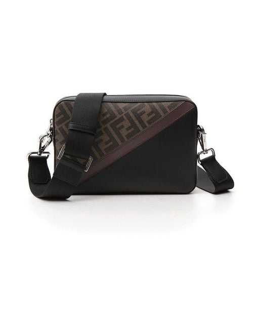 Fendi Black Ff Monogram Diagonal Crossbody Bag for men