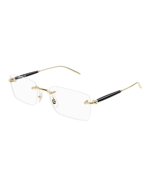 Montblanc Black Rectangular Frame Glasses for men