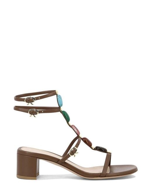 Gianvito Rossi Brown Shanti Embellished Sandals