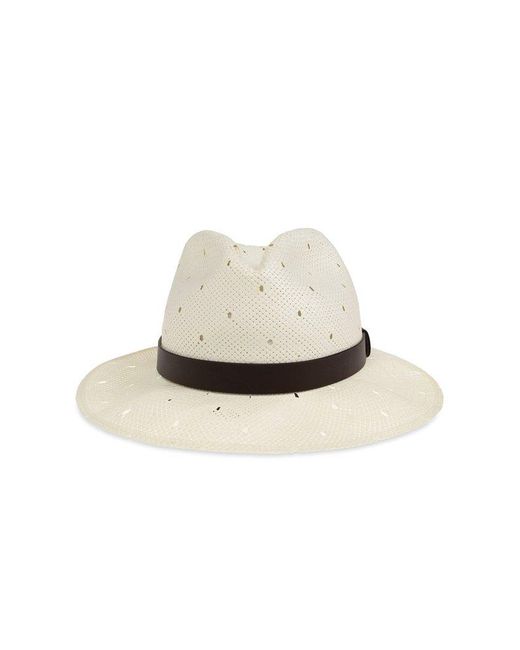 Giorgio Armani White Perforated Fedora Hat for men