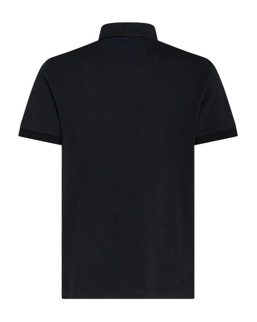 Etro Black Pegaso Embroidered Polo Shirt for men
