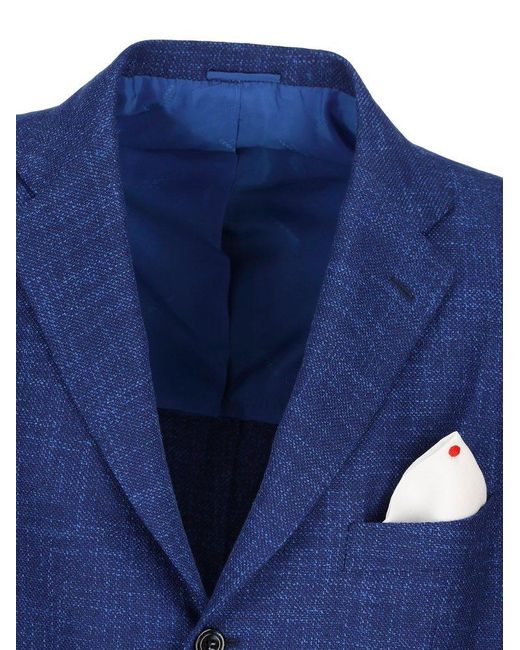 Kiton Blue Single-breasted Tailored Blazer for men
