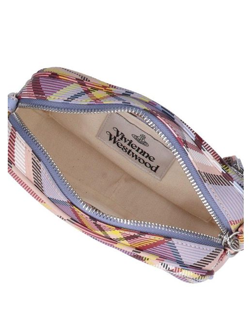 Vivienne Westwood Logo Plaque Checked Crossbody Bag in