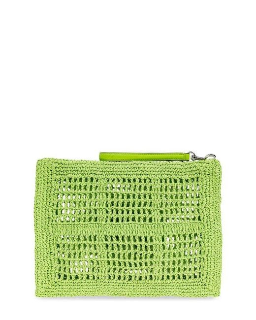 Tory Burch Green Ella Crochet Pouch