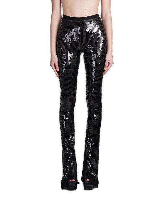 Rick Owens Black Mid-rise Sequined Trousers