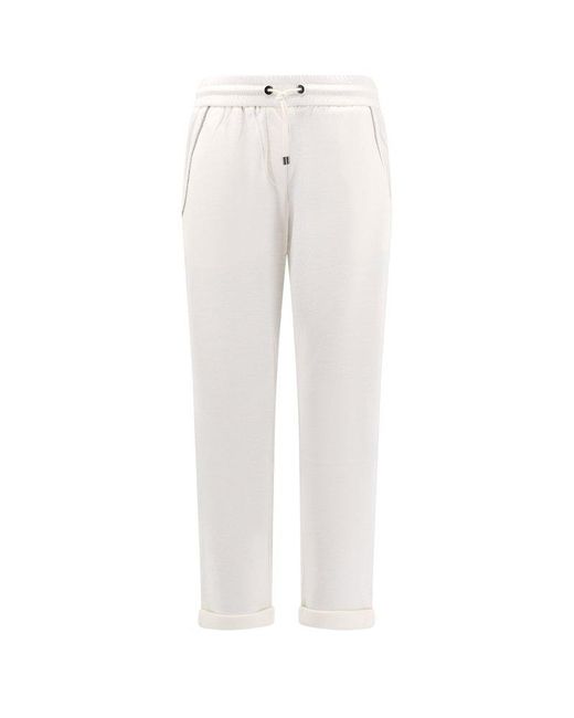 Brunello Cucinelli White Drawstring Tapered Sweatpants