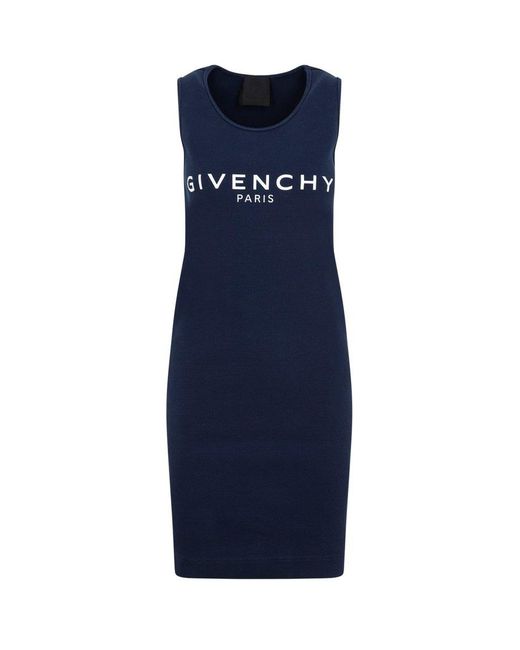 Givenchy Blue Ribbed-knit Sleeveless Dress