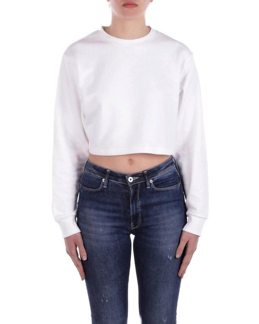 Gcds White Logo Printed Cropped Sweatshirt