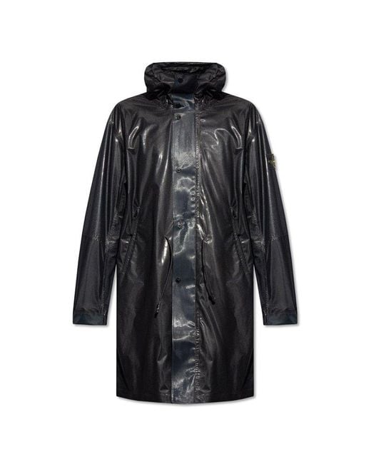 Stone Island Black Waterproof Coat, for men