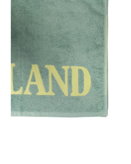 Stone Island Green Beach Towel With Logo for men