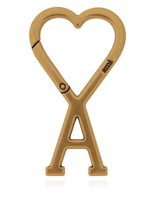 AMI Metallic Paris Heart Logo Keychain for men