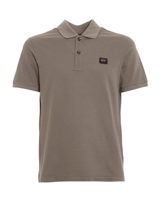 Paul & Shark Gray Logo Patch Short-sleeved Polo Shirt for men