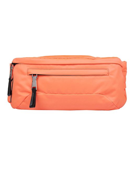 Prada Orange Logo Nylon Belt Bag for men