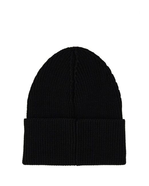 Palm Angels Black Beanie Hat With Logo for men