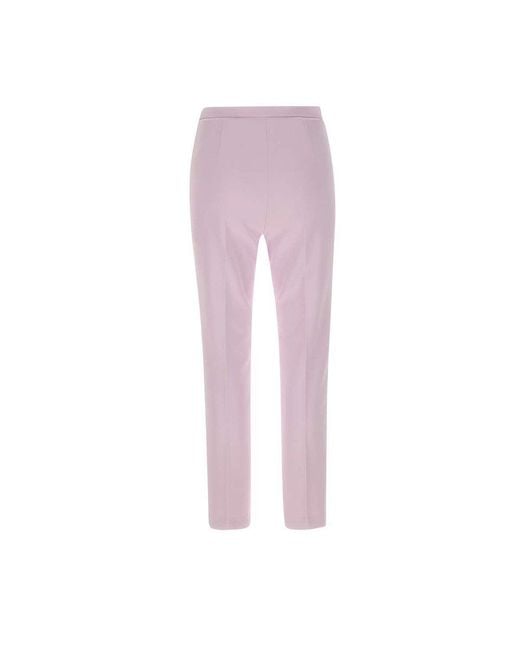 Elisabetta Franchi Pink Logo Plaque Crêpe Slim Fit Trousers