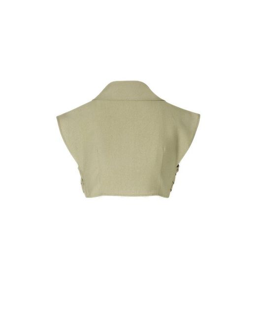 Cult Gaia Green Gathered V-neck Top