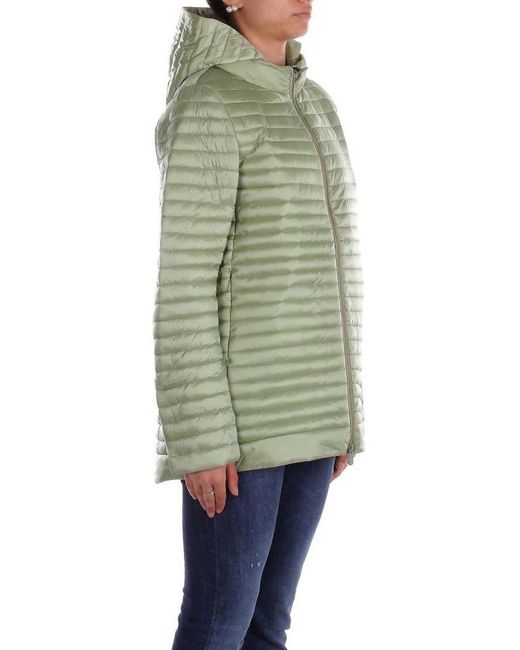Save The Duck Green Hooded Zipped Puffer Jacket