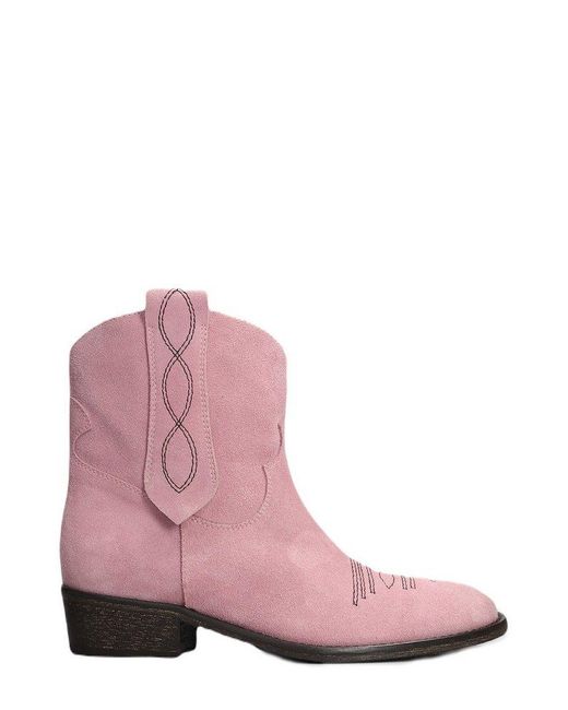 Via Roma 15 Pink Pointed-toe Ankle-length Boots