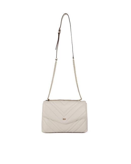 DKNY White Logo Lettering Quilted Crossbody Bag