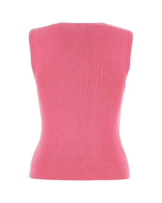 MARINE SERRE Pink Core Sleeveless Knitted Tank Top
