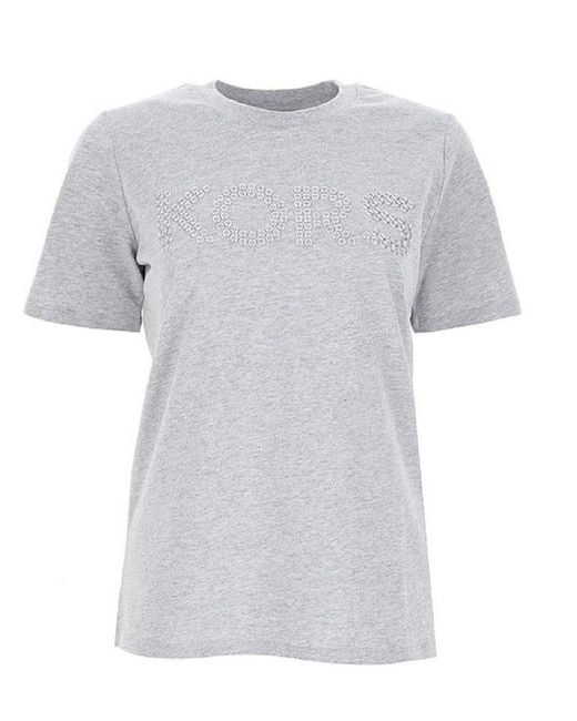 MICHAEL Michael Kors Gray Logo Embellished Crewneck T-shirt