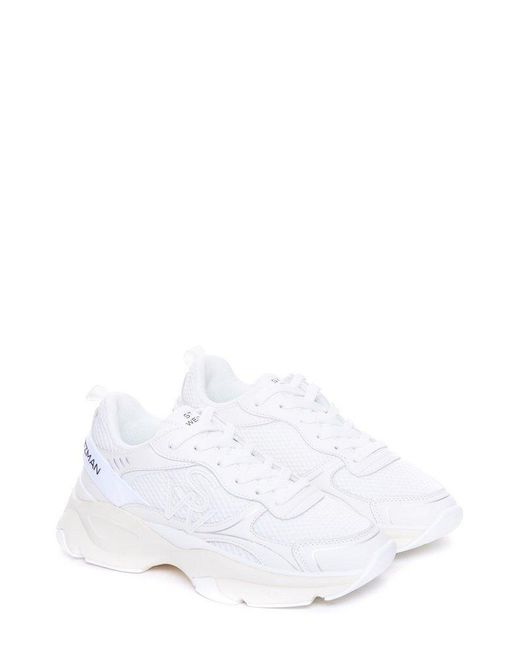 Stuart Weitzman White Mesh Lace-Up Sneakers