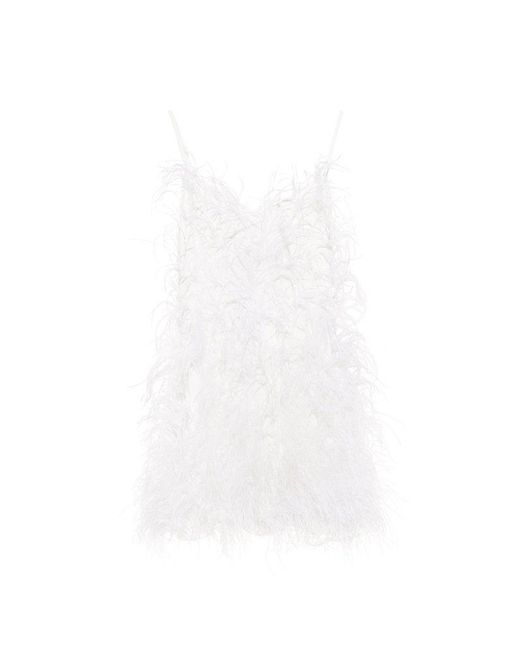 Cult Gaia White ‘Zariah’ Dress With Ostrich Feathers