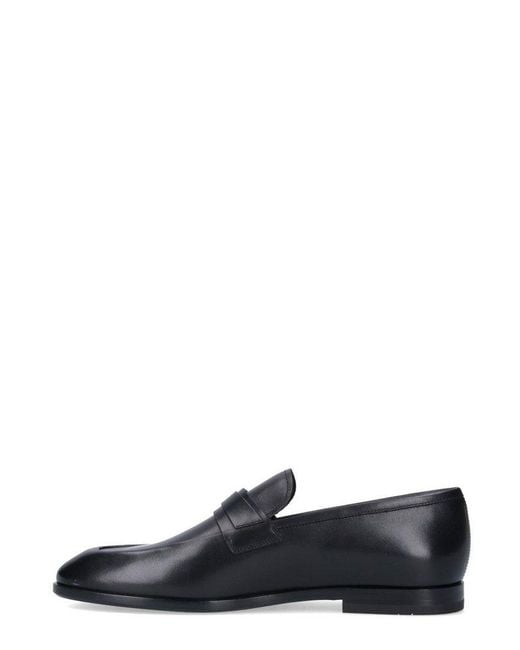 Ferragamo Black Gancini-buckle Slip-on Loafers for men