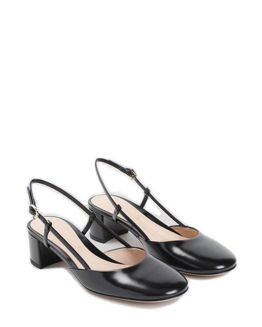 Gianvito Rossi Black Tokio Block Heel Slingback Pumps