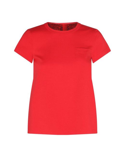 Sacai Red Paisley-printed Crewneck T-shirt