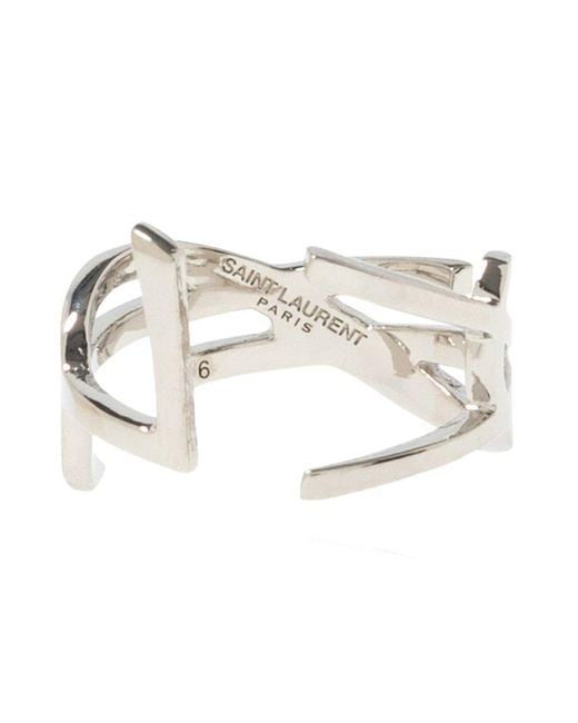 Saint Laurent Ring With Logo in Metallic | Lyst