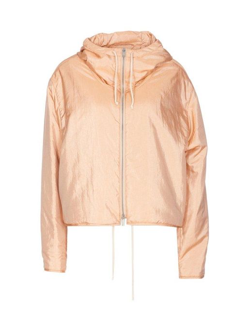 Jil Sander Pink Zip-up Hooded Drawstring Padded Jacket