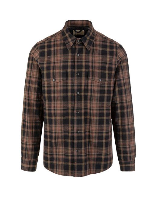 Aspesi Brown Checked Buttoned Shirt for men