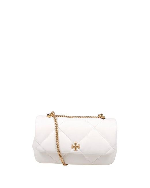 Tory Burch White Kira Diamond Quilted Mini Shoulder Bag