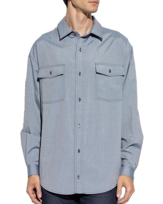 Giorgio Armani Black Button-Up Long-Sleeved Shirt for men