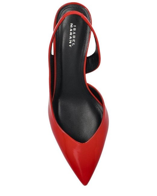 Isabel Marant Red Padim Pointed-Toe Slingback Pumps