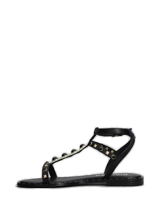 Bibi Lou Black Stud-Embellished Strap Flat Sandals