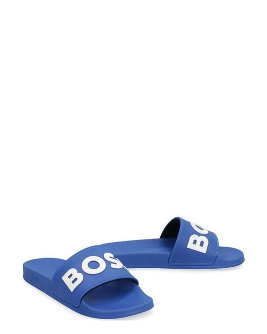 Boss Blue Logo Detail Slides for men